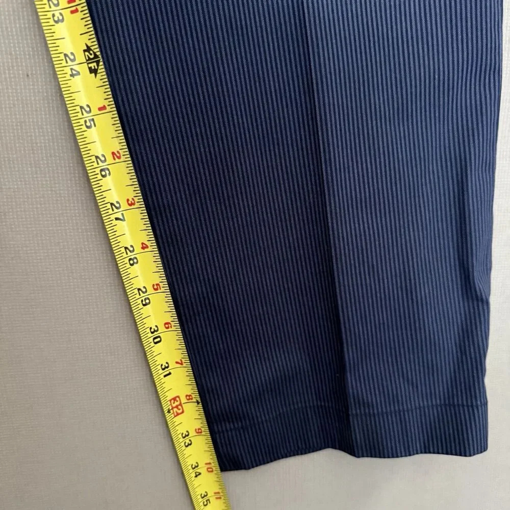 Brooks Brothers Clark Pants 38x34 Blue Striped Men’s Flat Front Dress Trousers